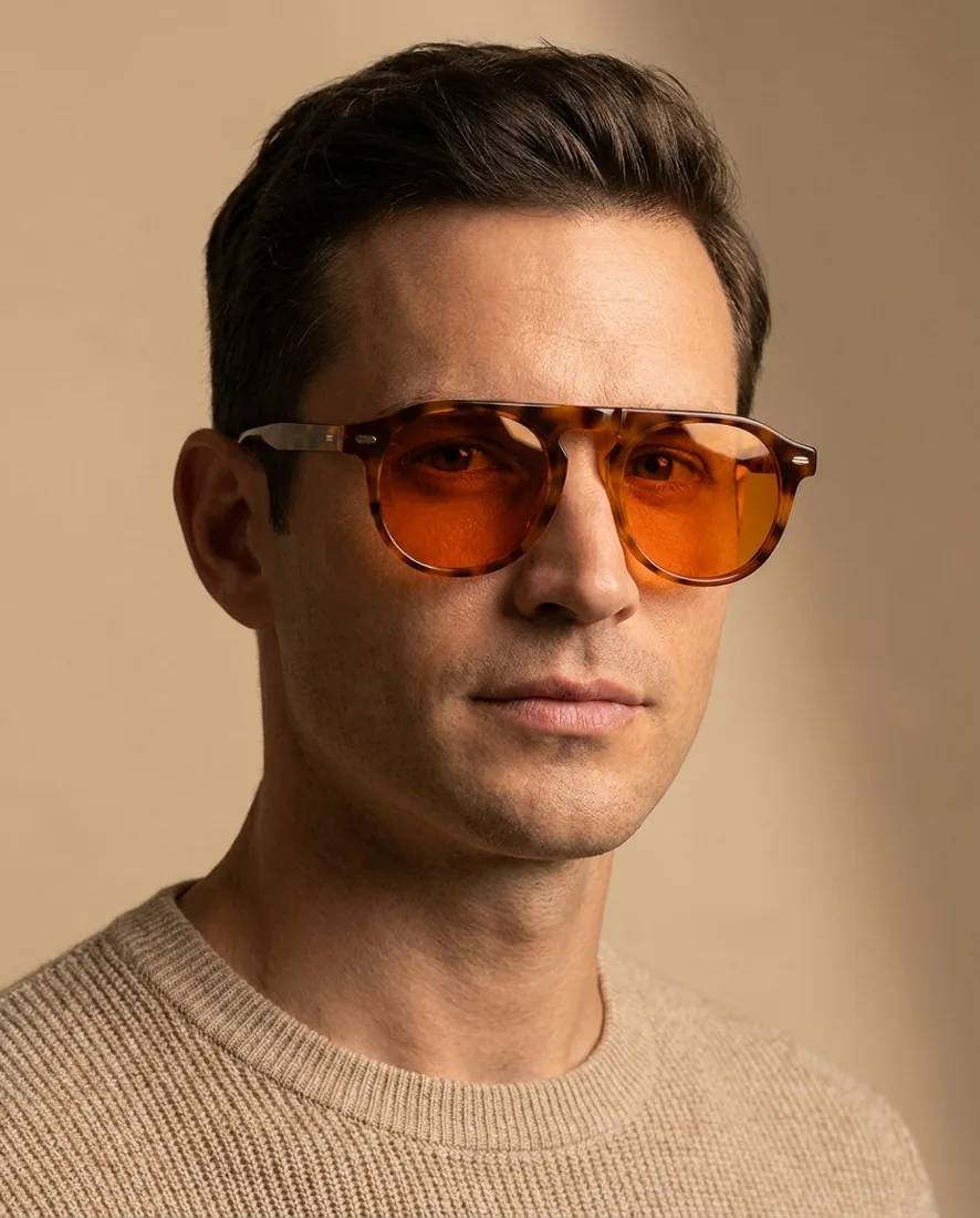 Mentor glasses shown on a male model.